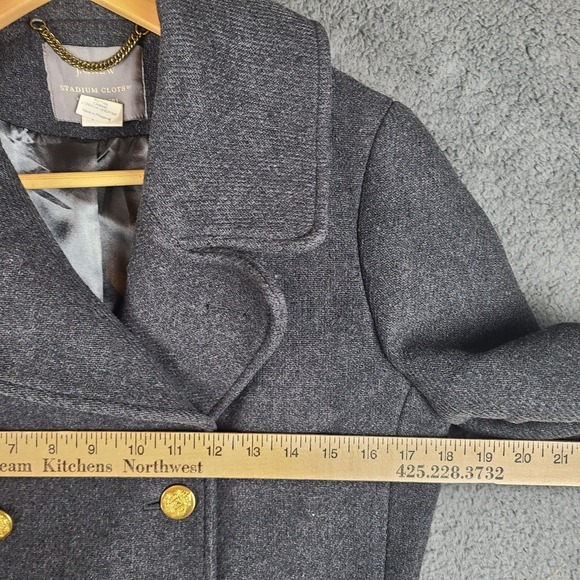 J.CREW Women's 6T Stadium Cloth Nello Gori Peacoat Gray Wool Double Breasted - Picture 7 of 9